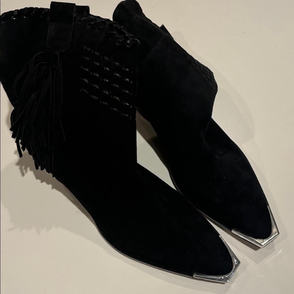 SCHUTZ Black Suede Ankle Boots